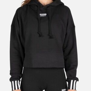 Women’s adidas Trefoil Logo Black and White Crop Hoodie Size S